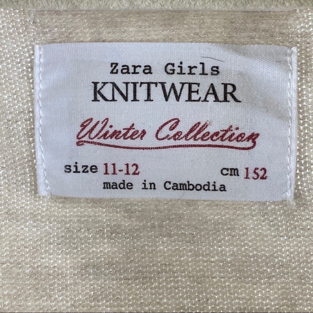 Zara Girls knit cardigan cream color- size 11/12 - Picture 5 of 5